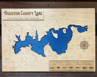 Houston County Lake - Wood Engraved Map