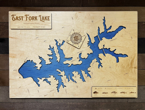 East Fork - Wood Engraved Map