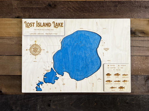 Lost Island - Wood Engraved Map