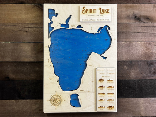 Spirit (5,684 acres) - Wood Engraved Map