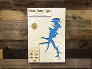 Cedar Creek - Wood Engraved Map