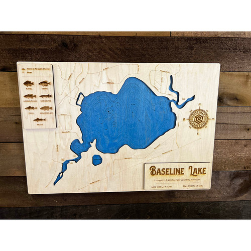 Base Line - Wood Engraved Map