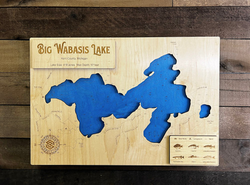 Big Wabasis - Wood Engraved Map