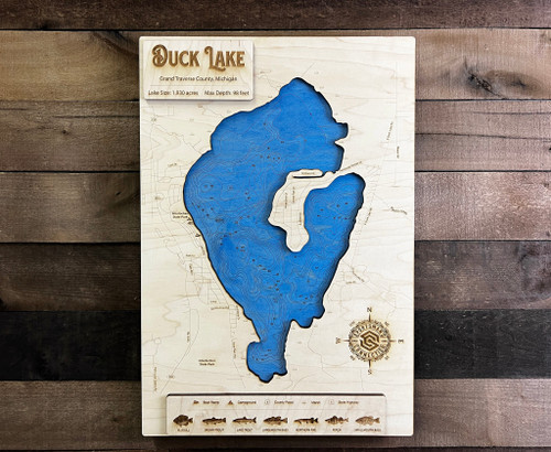Duck (1930 acres) - Wood Engraved Map