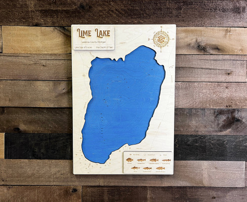Lime (670 acres) - Wood Engraved Map