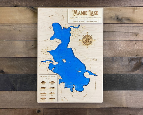 Mamie - Wood Engraved Map