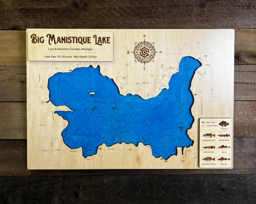 Manistique - Wood Engraved Map