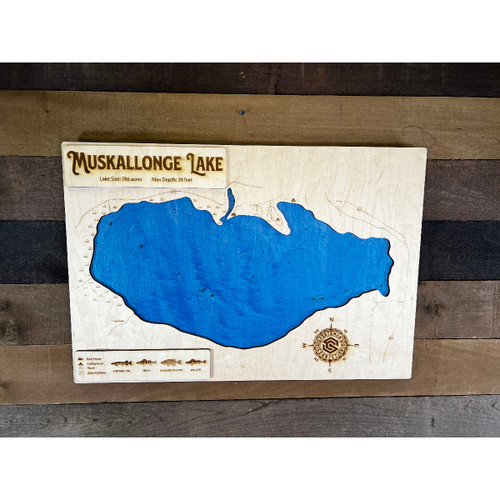 Muskallonge - Wood Engraved Map