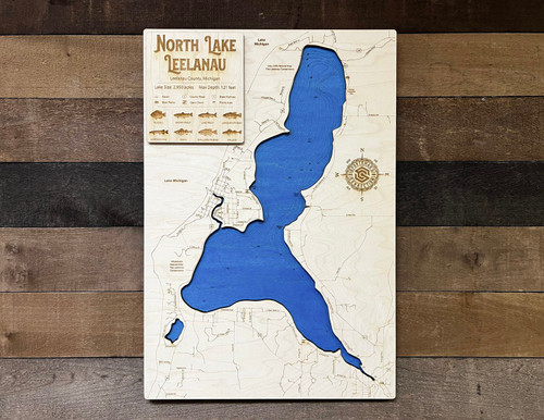 North Leelanau - Wood Engraved Map