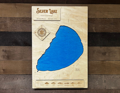 Silver (690 acres) - Wood Engraved Map