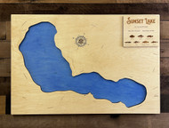 Sunset (545 acres) - Wood Engraved Map