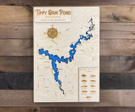 Tippy Dam Pond - Wood Engraved Map