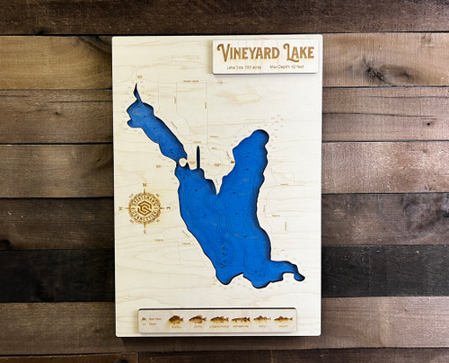 Vineyard - Wood Engraved Map