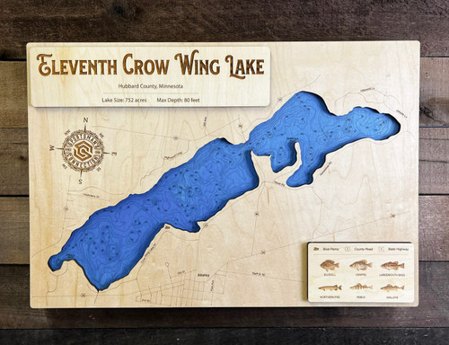 11th Crow Wing - Wood Engraved Map