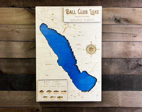 Ball Club - Wood Engraved Map