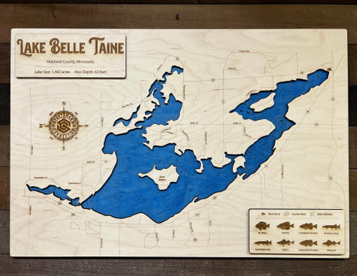 Belle Taine - Wood Engraved Map