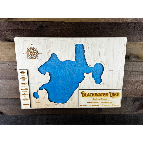 Blackwater - Wood Engraved Map