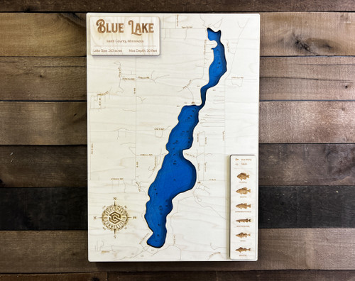 Blue (309 acres) - Wood Engraved Map