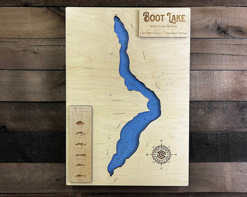 Boot (378 acres) - Wood Engraved Map