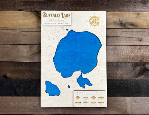 Buffalo - Wood Engraved Map