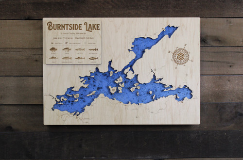 Burntside - Wood Engraved Map