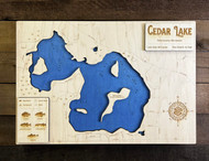 Cedar (804 acres) - Wood Engraved Map