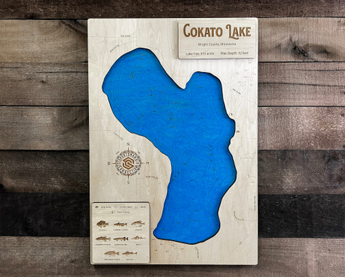Cokato - Wood Engraved Map
