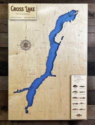 Cross (Pine) - Wood Engraved Map