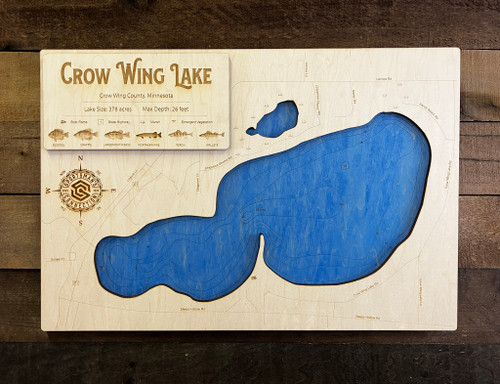 Crow Wing - Wood Engraved Map