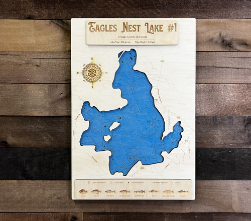 Eagles Nest #1 - Wood Engraved Map