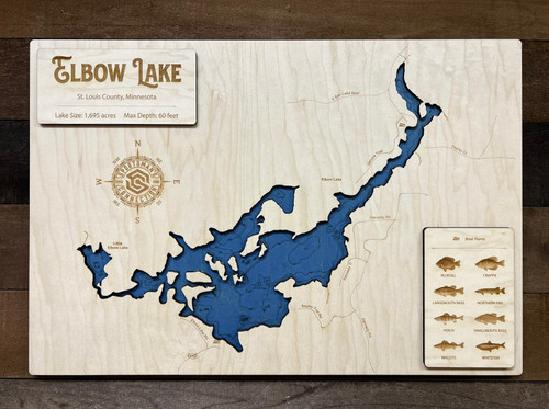 Elbow (N. of L Vermilion) - Wood Engraved Map