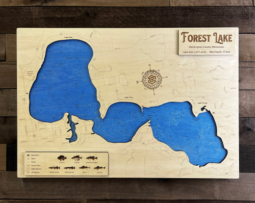 Forest - Wood Engraved Map