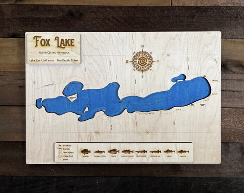 Fox (1041 acres) - Wood Engraved Map