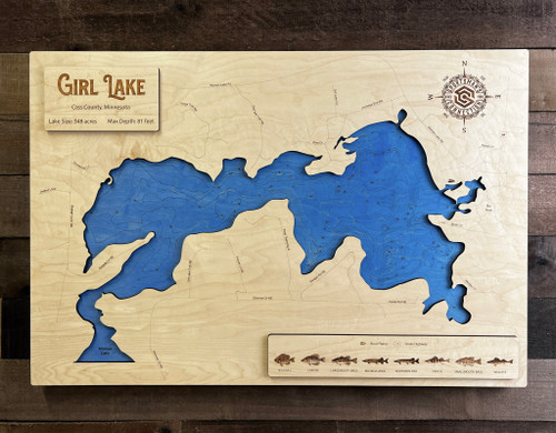 Girl - Wood Engraved Map