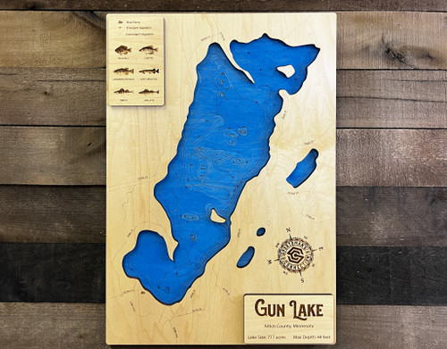 Gun - Wood Engraved Map