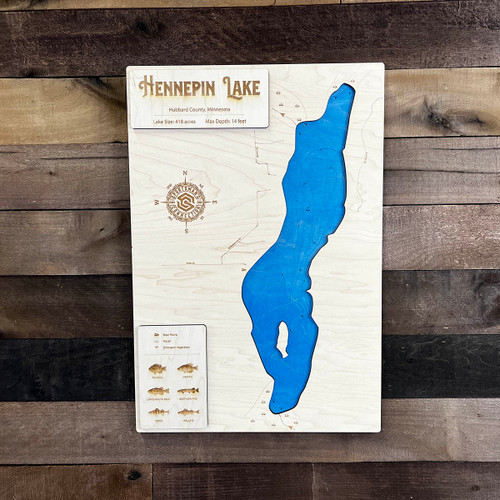 Hennepin - Wood Engraved Map