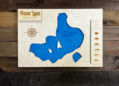 Hook - Wood Engraved Map