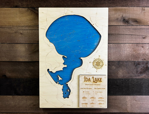 Ida (580 acres) - Wood Engraved Map