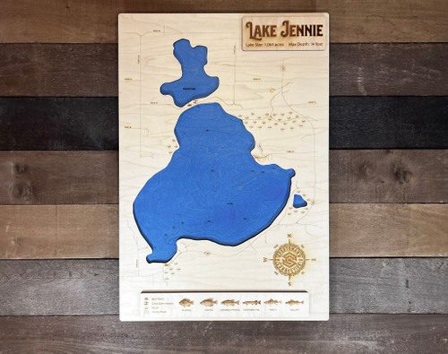 Jennie - Wood Engraved Map