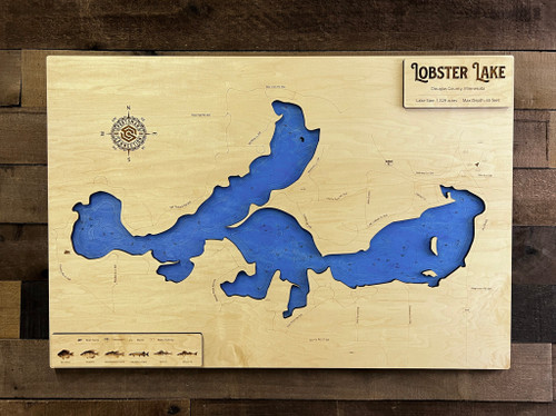 Lobster - Wood Engraved Map