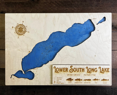 Lower South Long - Wood Engraved Map
