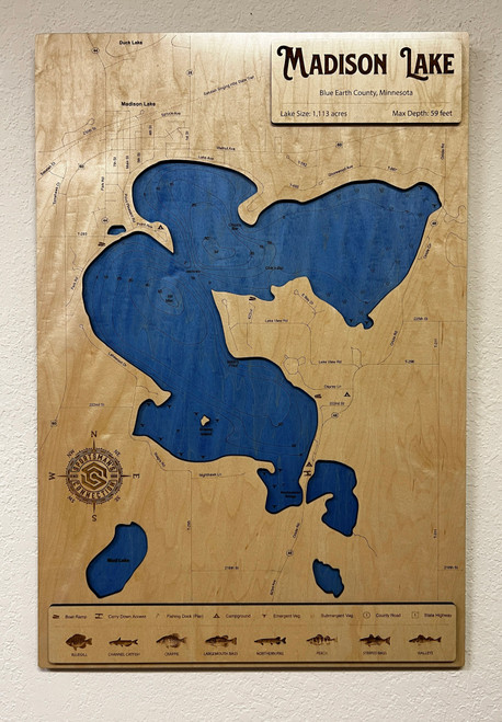 Madison - Wood Engraved Map