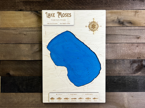 Moses (822 acres) - Wood Engraved Map