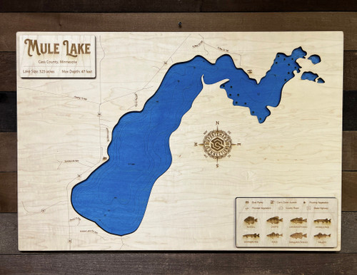 Mule - Wood Engraved Map