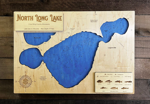North Long - Wood Engraved Map