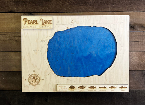 Pearl (733 acres) - Wood Engraved Map