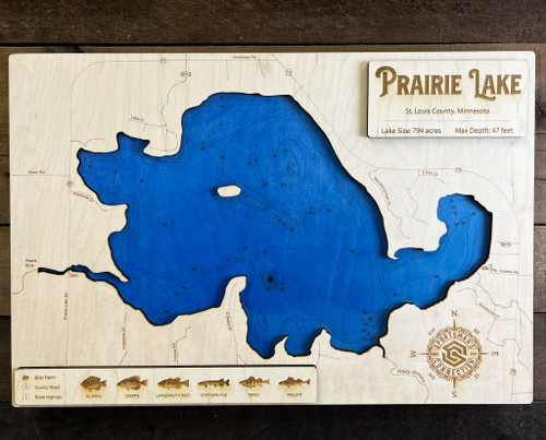 Prairie - Wood Engraved Map