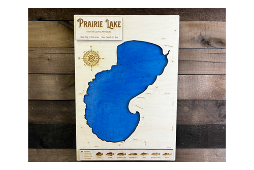 Prairie (1016 acres) - Wood Engraved Map