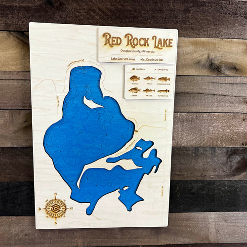 Red Rock (708 acres) - Wood Engraved Map