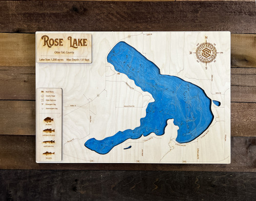 Rose - Wood Engraved Map